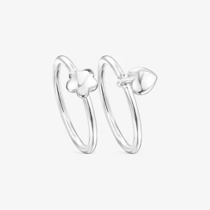 Zestaw Srebrnych Pierścionków Z Kolekcji Mini Icons Z Motywem Kwiatu-Serca - Tous Rozmiar