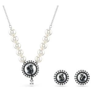Zestaw Swan, Kryształowa Perła, Łabędź, Szary, Powłoka z rodu Swarovski
