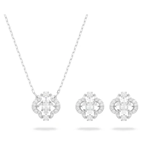 Zestaw Swarovski Sparkling Dance, Szlify różnorodne, Koniczyna, Biały, Powłoka z rodu