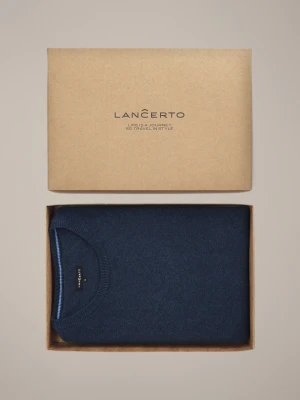 Zestaw Sweter Granatowy z Bawełną Tony Plus Pudełko Lancerto