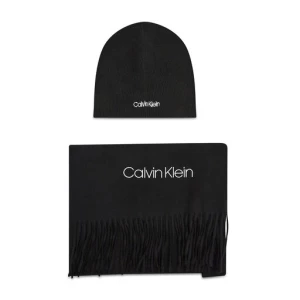 Zestaw Szalik i Czapka Calvin Klein Basic Wool Beanie+Scarf K50K507552 Czarny