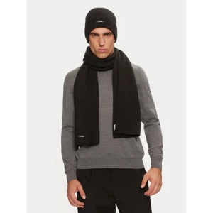 Zestaw Szalik i Czapka Calvin Klein Gs Classic Rib Beanie + Scarf K50K512389 Czarny