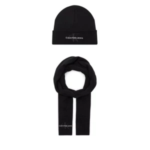 Zestaw Szalik i Czapka Calvin Klein Jeans Gifting Logo Beanie/Scarf K60K611418 Czarny