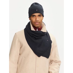 Zestaw Szalik i Czapka Tommy Hilfiger Flag Pima Cotton Beanie & Scarf AM0AM12937 Granatowy