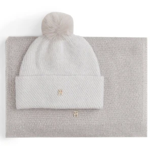 Zestaw Szalik i Czapka Tommy Hilfiger Pom Pom AW0AW17995 Beżowy