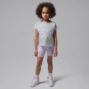 Zestaw T-shirt o pudełkowym kroju i kolarki dla małych dzieci Jordan - Fiolet