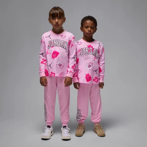 Zestaw T-shirt z długim rękawem i spodnie z dżerseju dla małych dzieci Jordan 23 - Różowy