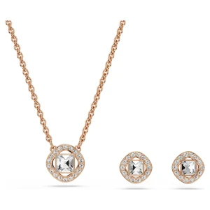 Zestaw Una Angelic, Szlif okrągły, Biały, Powłoka w odcieniu różowego złota Swarovski