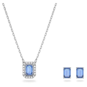 Zestaw Una, Szlif ośmiokątny, Niebieski, Powłoka z rodu Swarovski