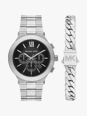 Zestaw upominkowy z bransoletką i zegarkiem Billie z dużą kopertą w srebrnych odcieniach Michael Kors