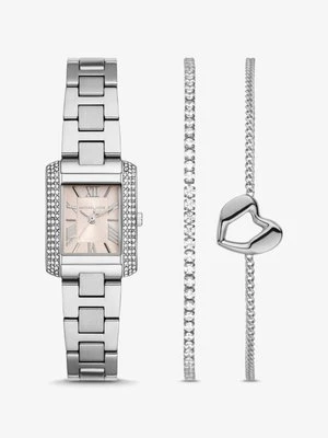 Zestaw upominkowy z bransoletką i zegarkiem Mini Emery w srebrnych odcieniach Michael Kors