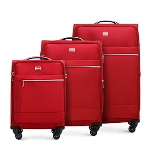 Zestaw walizek miękkich z błyszczącym suwakiem z przodu czerwony Wittchen