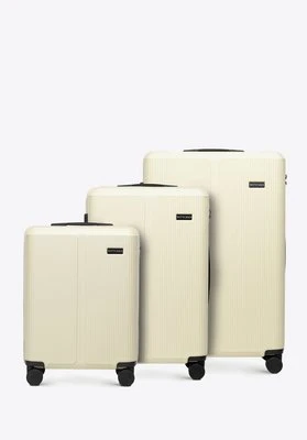 Zestaw walizek z ABS-u w drobne paski kremowy Wittchen