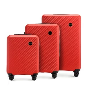 Zestaw walizek z ABS-u w ukośne paski czerwony Wittchen