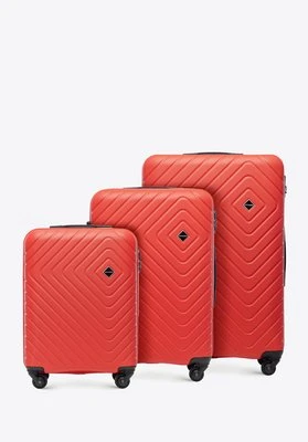 Zestaw walizek z ABS-u z geometrycznym tłoczeniem czerwony Wittchen