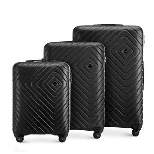 Zestaw walizek z ABS-u z geometrycznym tłoczeniem czarny Wittchen
