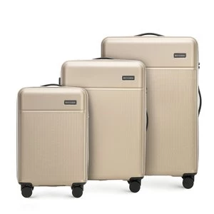 Zestaw walizek z ABS-u z pionowymi paskami beżowy Wittchen