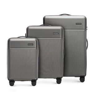 Zestaw walizek z ABS-u z pionowymi paskami szary Wittchen