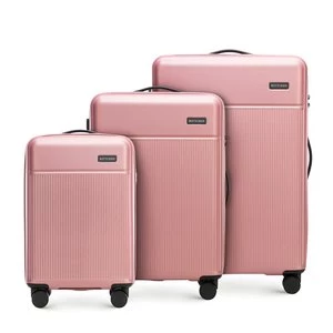 Zestaw walizek z ABS-u z pionowymi paskami zgaszony róż Wittchen