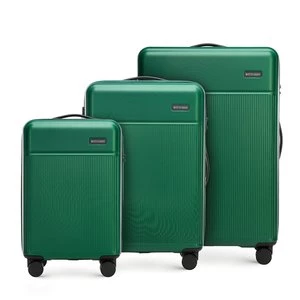 Zestaw walizek z ABS-u z pionowymi paskami zielony Wittchen