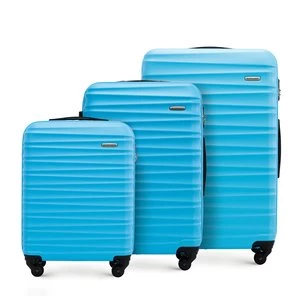 Zestaw walizek z ABS-u z żebrowaniem niebieski Wittchen