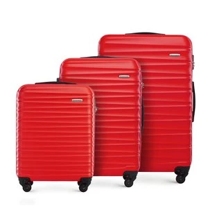 Zestaw walizek z ABS-u z żebrowaniem czerwony Wittchen