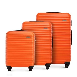 Zestaw walizek z ABS-u z żebrowaniem pomarańczowy Wittchen