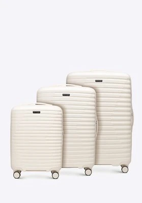Zestaw walizek z polikarbonu w poziome żebrowanie kremowy Wittchen