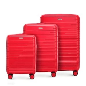 Zestaw walizek z polipropylenu z błyszczącymi paskami czerwony Wittchen