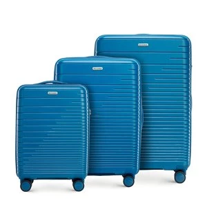 Zestaw walizek z polipropylenu z błyszczącymi paskami niebieski Wittchen
