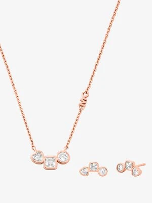 Zestaw z kolczykami sztyftami i naszyjnikiem pokrytym metalem szlachetnym z cyrkoniami Michael Kors