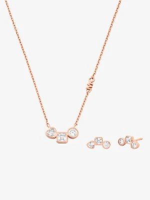 Zestaw z kolczykami sztyftami i naszyjnikiem pokrytym metalem szlachetnym z cyrkoniami Michael Kors