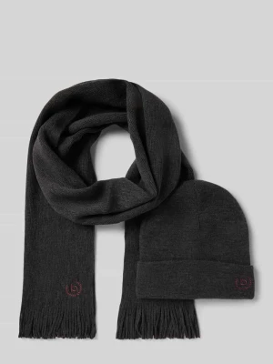 Zestaw z szalem i czapką z wyhaftowanymi logo Bugatti