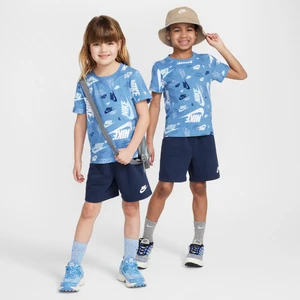Zestaw z T-shirtem z nadrukiem i spodenkami z lekkiej dzianiny dresowej dla małych dzieci Nike - Niebieski