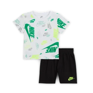 Zestaw z T-shirtem z nadrukiem i spodenkami z lekkiej dzianiny dresowej dla niemowląt Nike Sportswear (12–24 M) - Czerń