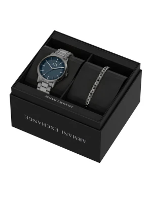 Zestaw zegarek i bransoletka Armani Exchange Cayde Gift Set AX7183SET Szary