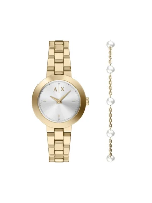 Zestaw zegarek i bransoletka Armani Exchange Jackie AX7185SET Złoty