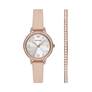 Zestaw zegarek i bransoletka Emporio Armani Cleo Gift Set AR80069SET Beżowy