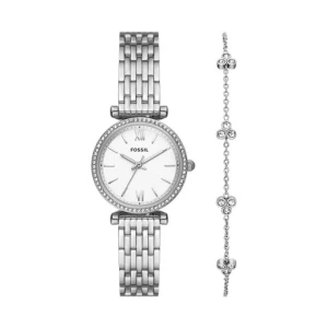 Zestaw zegarek i bransoletka Fossil Carlie ES5315SET Silver/Silver