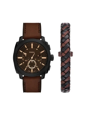 Zestaw zegarek i bransoletka Fossil Machine Chronograph FS6102SET Brązowy