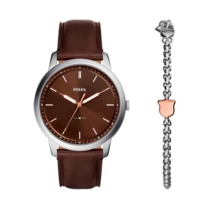 Zestaw zegarek i bransoletka Fossil Minimalist FS6019SET Brązowy