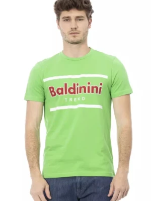 Zielona Bawełniana Koszulka z Modnym Nadrukiem Baldinini