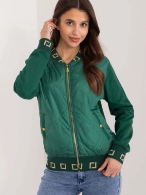 Zielona bluza bomberka damska z ozdobnymi ściągaczami RELEVANCE