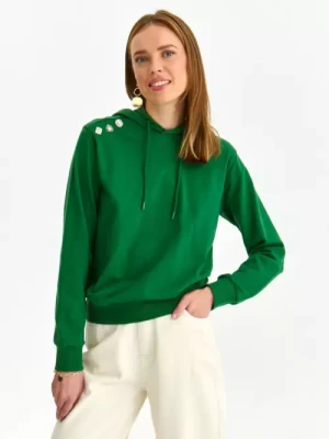 Zielona bluza damska z kryształkami i kapturem TOP SECRET
