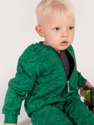 Zielona bluza dresowa niemowlęca rozpinana w dinozaury Nicol