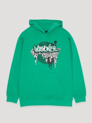 Zielona bluza dresowa z kapturem i nadrukiem Reporter