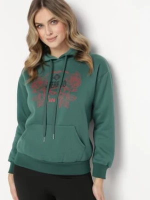 Zielona Bluza z Kapturem i Nadrukiem oraz Ściągaczami Apperforda h&s