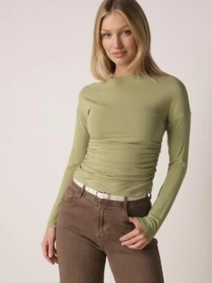 Zielona Bluzka z Bawełną i Wiskozą Ozdobiona Marszczeniem Alexareo bisou's project