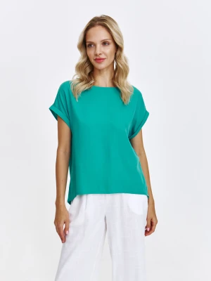 Zielona bluzka z krótkim podwiniętym rękawem Top Secret