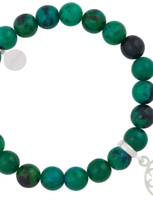 Zielona bransoletka chryzokola ze srebrną rozetą SOTHO